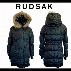 Rudsak Black fur hood winter coat size extra large